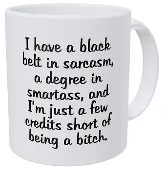 

I Have A Black Belt In Sarcasm A Degree on Smartass 11 Ounces Funny Coffee Mug