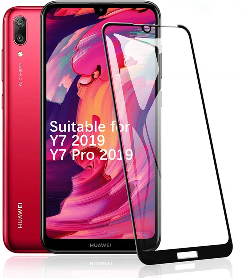 9D полное покрытие защитное стекло для huawei y7 y7prime y7pro защита экрана из закаленного листа