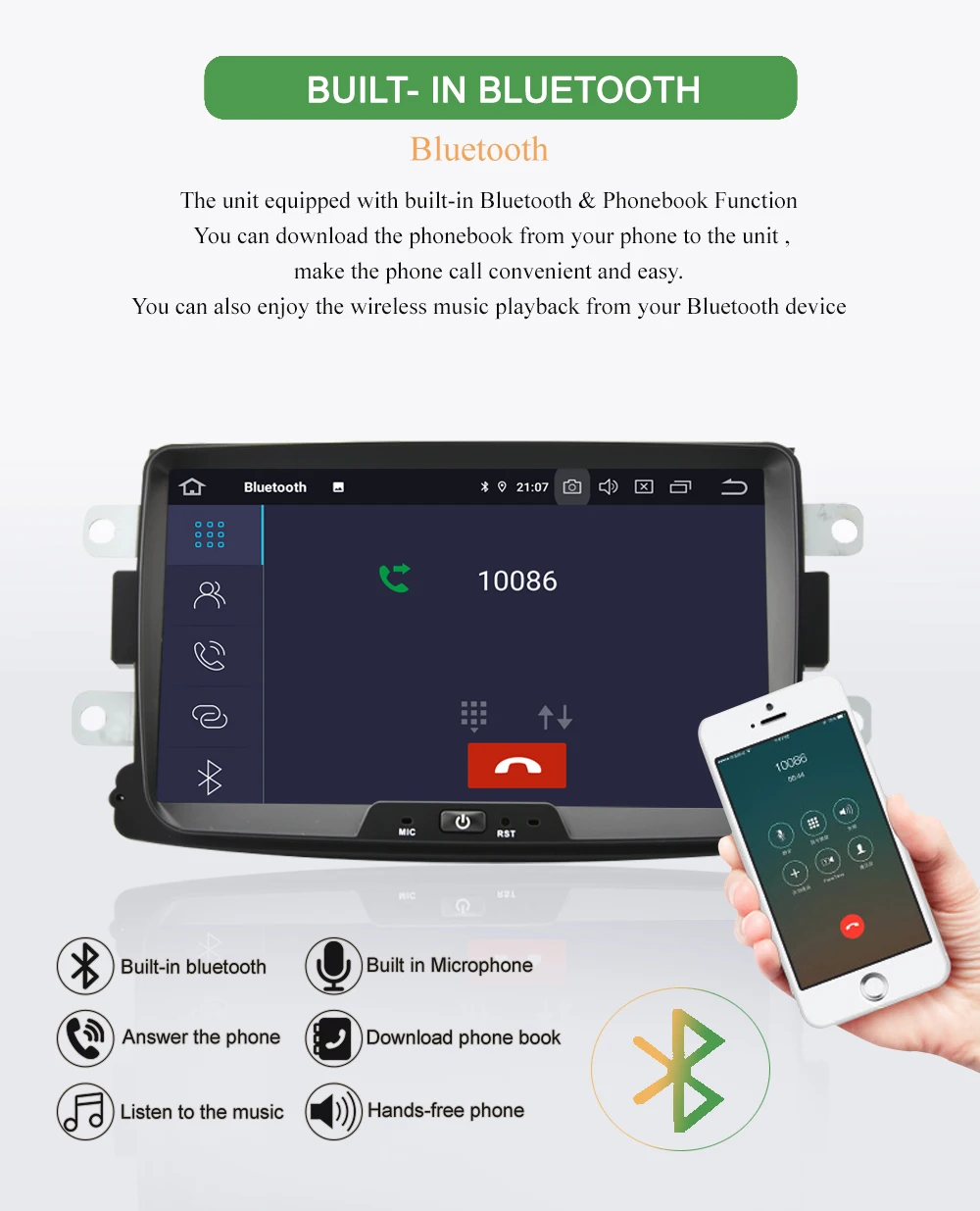 Perfect Bonroad 8" Android 9.0 Car Multimedia Player For Renault Duster Dacia 2012-2015 Car Radio Ram GPS Navigation 4G Rom 64G 7