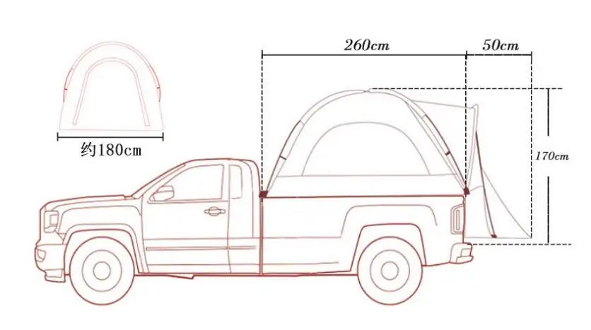 Пикап кровать тент автомобиль-установленный автомобиль кемпер прицеп полноразмерный ящик пикап автомобиль крыша тент для наружного кемпинга - Цвет: large szie