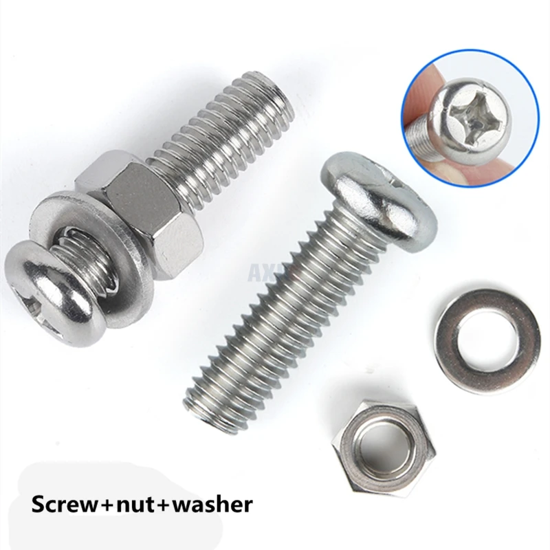 M6X90 304 stainless steel countersunk cross flat head screws nut washers kits 