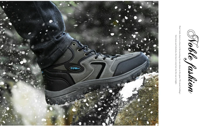 Мужские уличные ботинки зимние уличные ботинки из воловьей кожи и плюша большой размер 36-48, на шнуровке, толстая подошва, водонепроницаемая Нескользящая мужская обувь