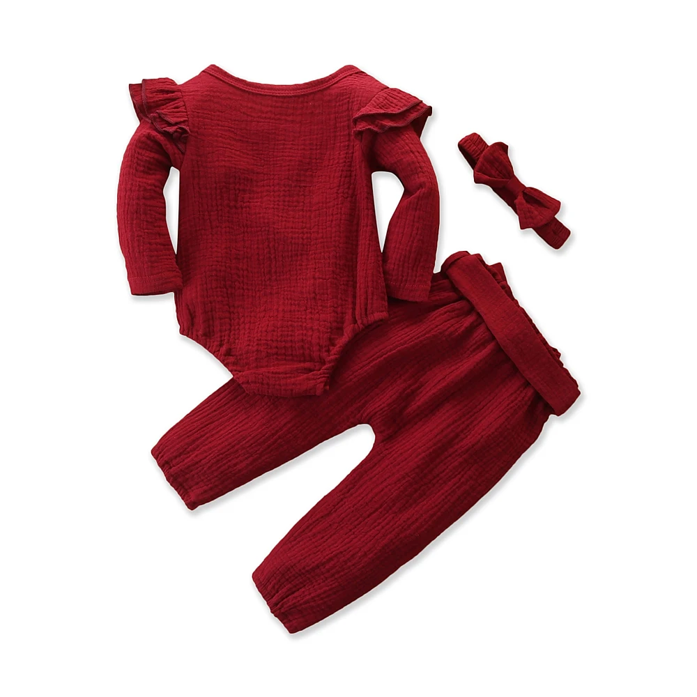 Для новорожденных для маленьких мальчиков Штаны для девочек с рождественским изображением с длинным рукавом однотонные комбинезоны одежда комбинезон