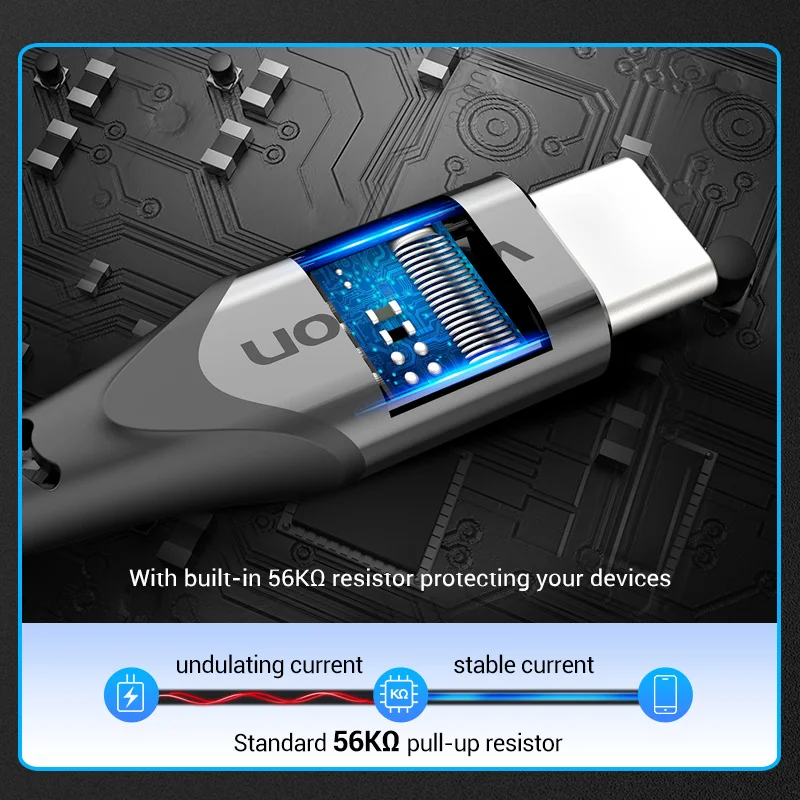 Vention USB Type C кабель 3A нейлоновый для быстрой зарядки Xiaomi Samsung S10 S9 Huawei P30 зарядный