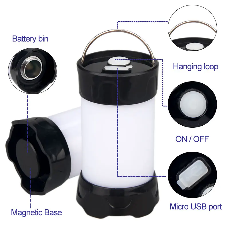 5 Mode USB Rechargeable Mini Portable Lanterns Magnet Portable