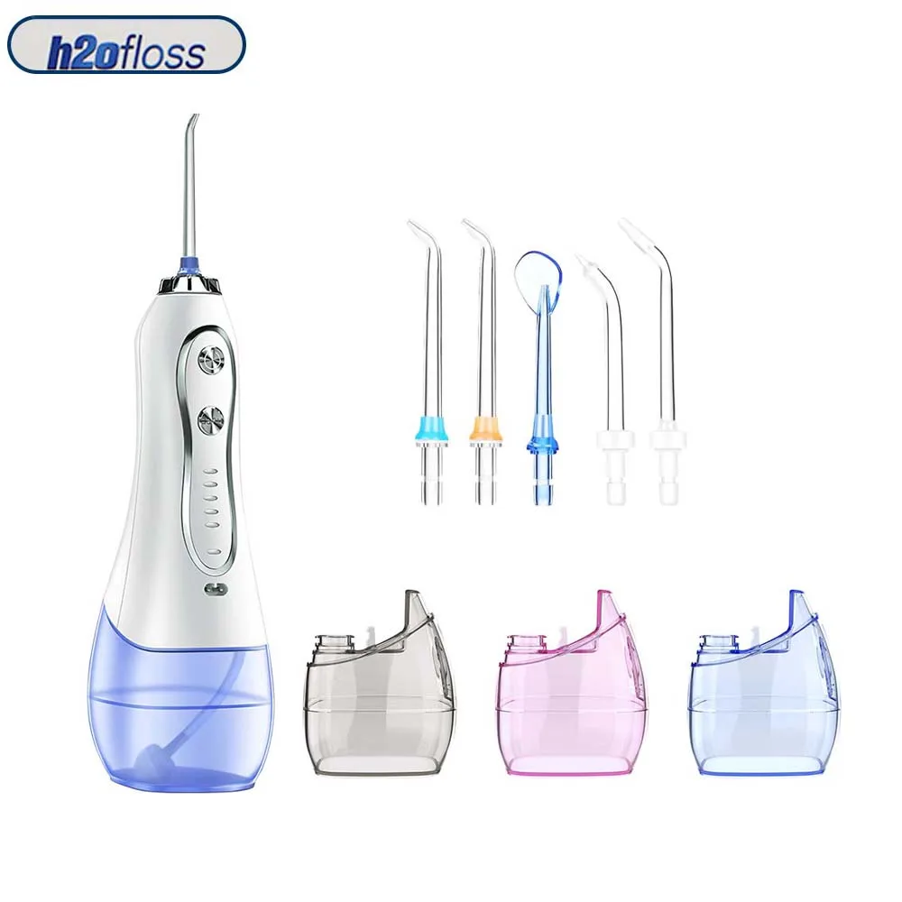 

H20floss oral irrigator Portable water flosser irrigador dental flosser 5 Modes USB Rechargeable Water Jet 300ml Teeth Cleaner