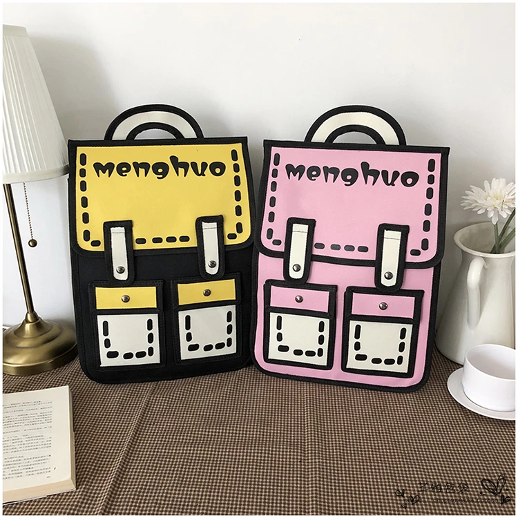 Корейский ulzzang Harajuku винтажный шикарный Забавный холщовый рюкзак женский Японский милый мультяшный модный простой Повседневный женский рюкзак