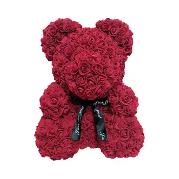 

25cm Rose Bear Bow-knot Valentine's Day Gift For Girlfriend Present Wedding Propose Marriage Christmas Soap Birthday Flower D2O0