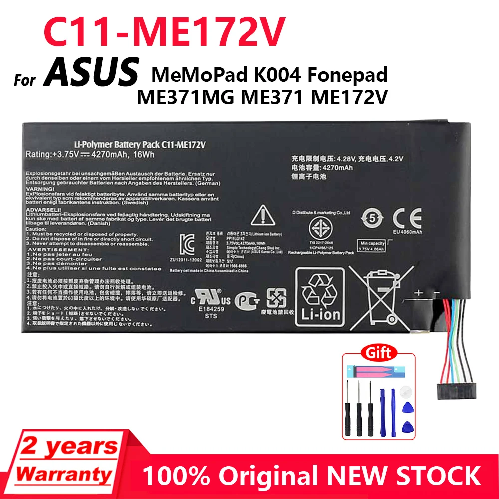 

Original Replacement Battery C11-ME172V For ASUS MeMoPad ME371MG k004 ME172V Tablet Battery 4270mAh Batteria with Free Tools