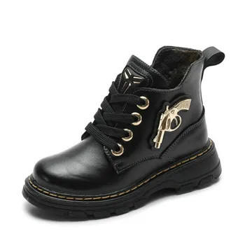 

Winter Boys Boots Children Shoes For Kids Genuine Leather Boots Fashion Martin Boots Plush Warm Ankle Casual Non-slip Sneakers