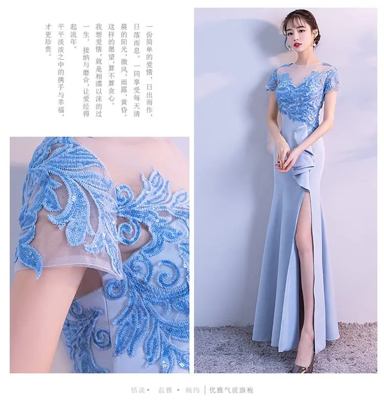 Платья для подружек невесты с вышивкой бордового цвета, Элегантное Длинное сексуальное платье для выпускного вечера Azul, королевские