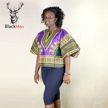 

Ankara Wax Trendy New African Dashiki wax Cotton Print Fabric Mini Tunic Top