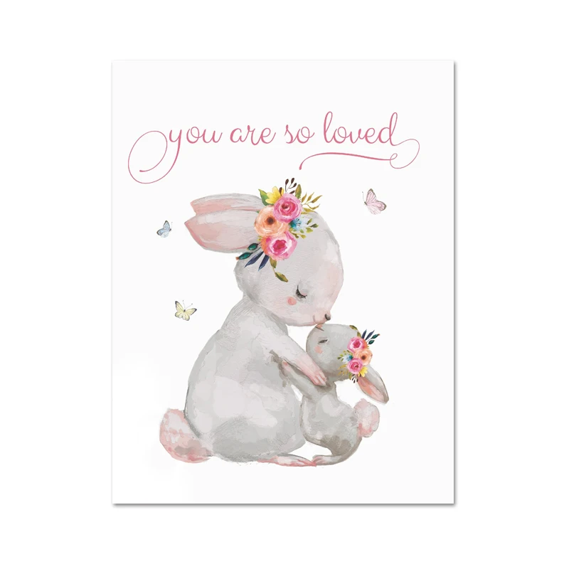 Woodland-Bunny-Print-Floral-Boho-Nursery-Wall-Art-Rabbit-Canvas-Painting-Posters-Cute-Cartoon-Animal-Kids (4)