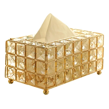 

ELEG-Style Metal Crystal Tissue Box Removable Tissue Tissue Napkin Holder Kitchen Living Room Dining Room Decoration