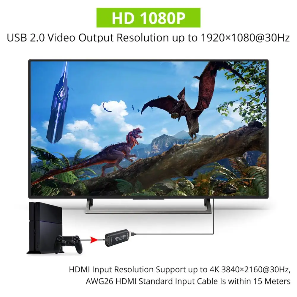 Neoteck HDMI-compatible to USB 2.0 Video Capture Card 1080P HD Recorder Game/Video Live Streaming Support Windows ȵ̵ MacOS