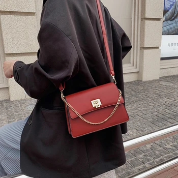 

Fashion Female Bag 2020 New Temperament Wild Portable Chains Small Square Bag Casual Shoulder Diagonal Girl Tide Bag Blue Black