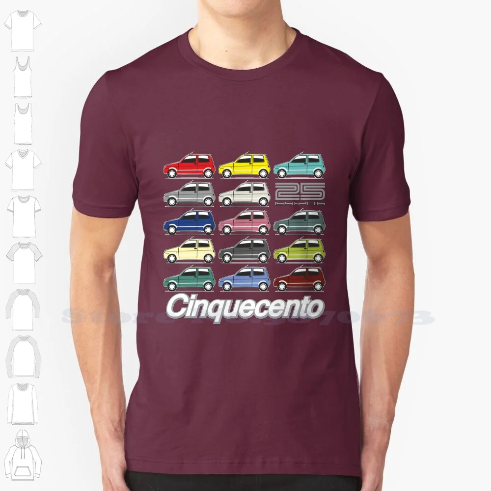 Fiat Cinquecento 25 Anni Grafica Personalizzata Divertente Vendita Calda Tshirt Fiat Cinquecento 500 Sporting Abarth City Classic 25 Anni Auto