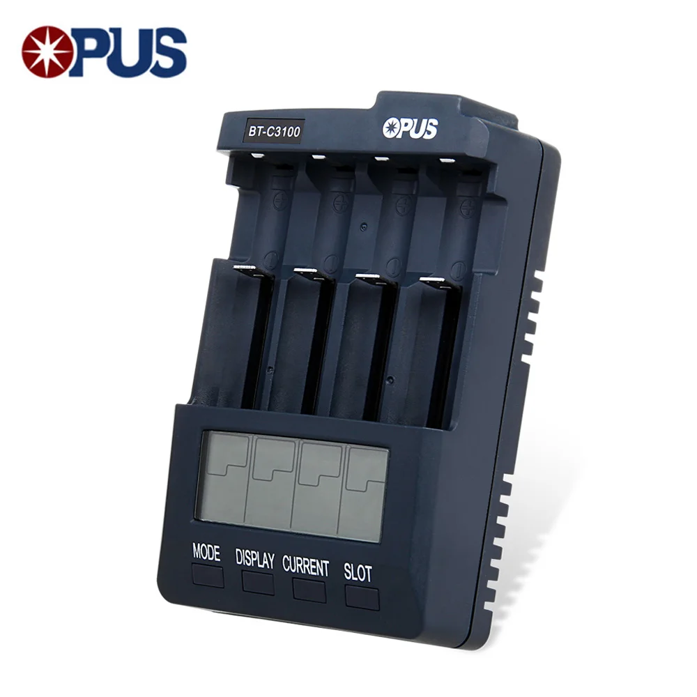 Opus BT-C3100 V2.2 умный цифровой Интеллектуальный 4 ЖК-слота Универсальное зарядное устройство для перезаряжаемых аккумуляторов EU/US штекер