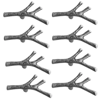 

8 Pack Twig Branch Cabinet Knobs - Zinc Alloy Vintage Tree Drawer Pull Handles for Farmhouse Cabin Mountain House Kitchen Cupboa