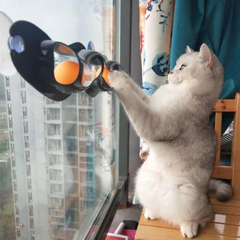 

Fashion Pet Cat Funny Ball Toy Sucker Windows Cat Toy Play Pipe With Balls Cat Toy Track Play Tunnel Pet Toys Supply