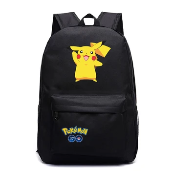 

Pokemon backpack Pikachu student boy girl bag fashion mochila black backpack