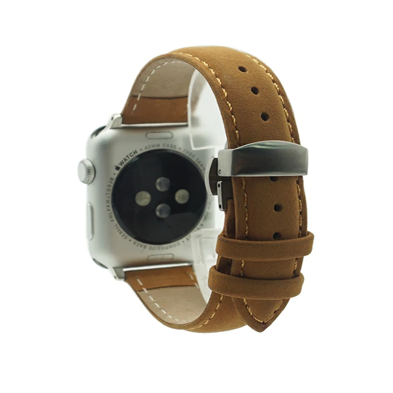 Натуральная кожа Ремешки для наручных часов Apple Watch 38 мм, 42 мм, версия 4/3/2/1 наручных часов iwatch Apple Watch ремень 40 мм 44 военный браслет - Цвет ремешка: coffee