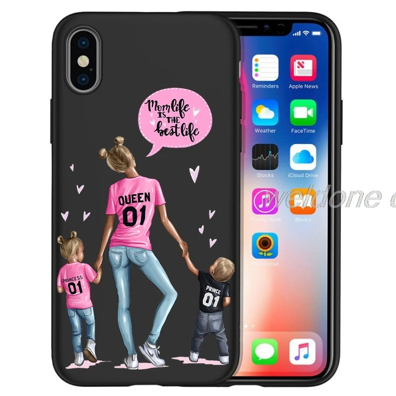 Модный чехол для телефона Super Mom baby girl для iPhone 11 Pro Max XS Max XR X 8 6S 7Plus 5s черный мягкий силиконовый чехол для телефона Etui