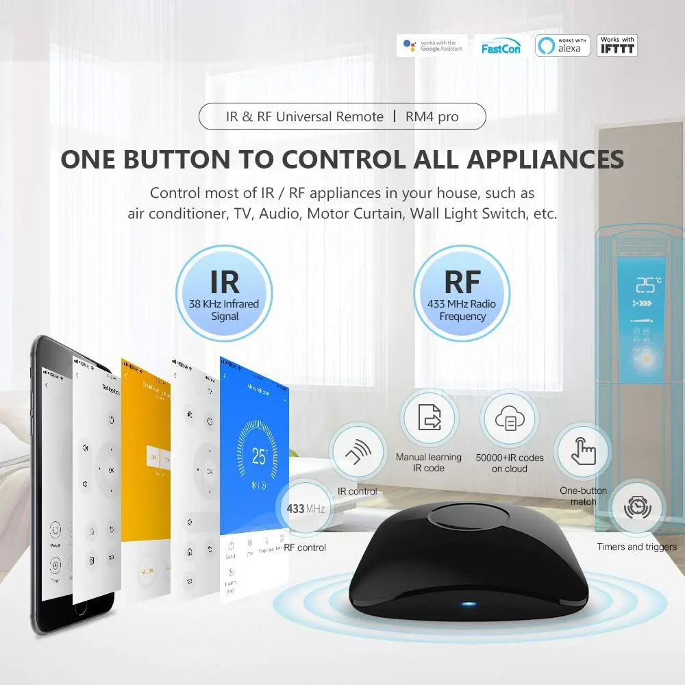 BROADLINK RM4 PRO центральный Wi Fi AUTOMAÇÃO мобильный телефон BroadLink Pro v2020 Broadlink RM4C Mini