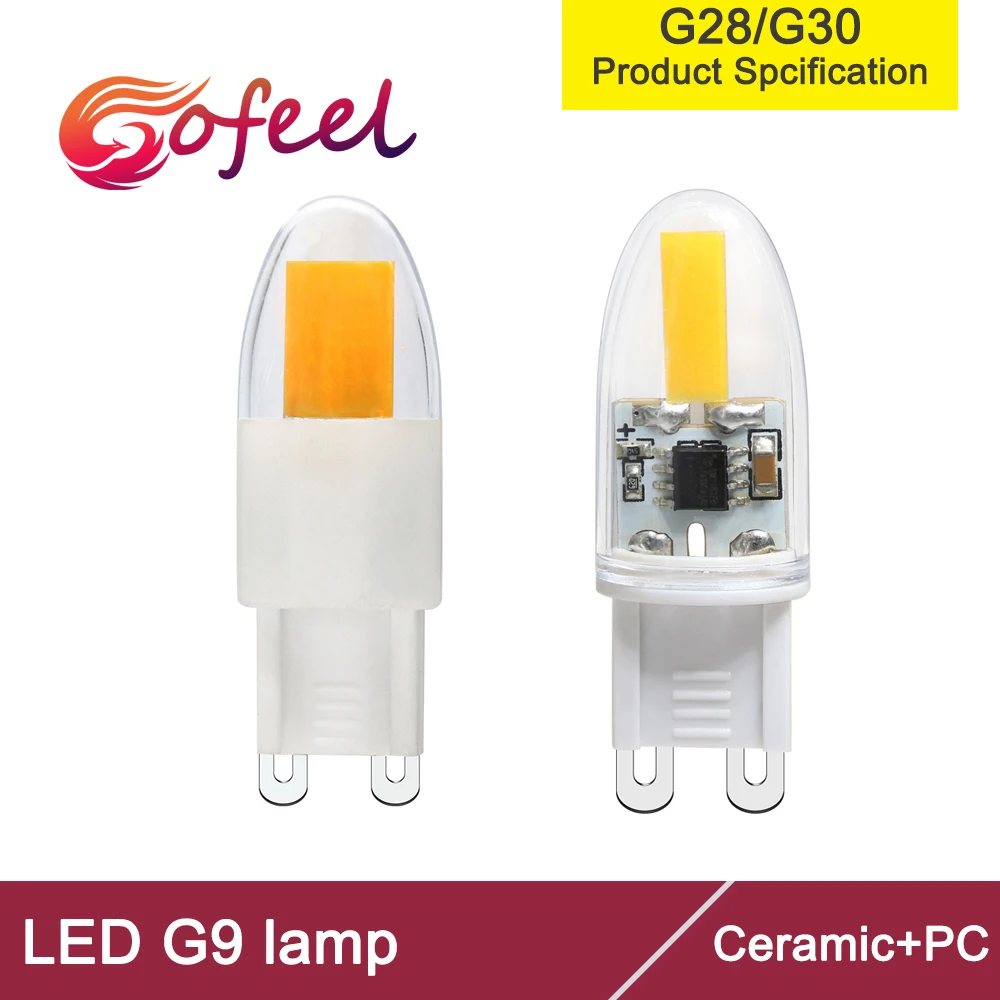 Mini g9 1pc cob led 110v 120v ac 220v 230v ac pode ser escurecido 1.6w 2.3 wattage equivalente 18w 23w led cob lâmpada substituir lâmpada de halogênio