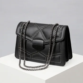 

European Retro Fashion Ladies Square bag 2020 New Quality PU Leather Women's Handbag Chain Tote Shoulder Messenger Bags clutch