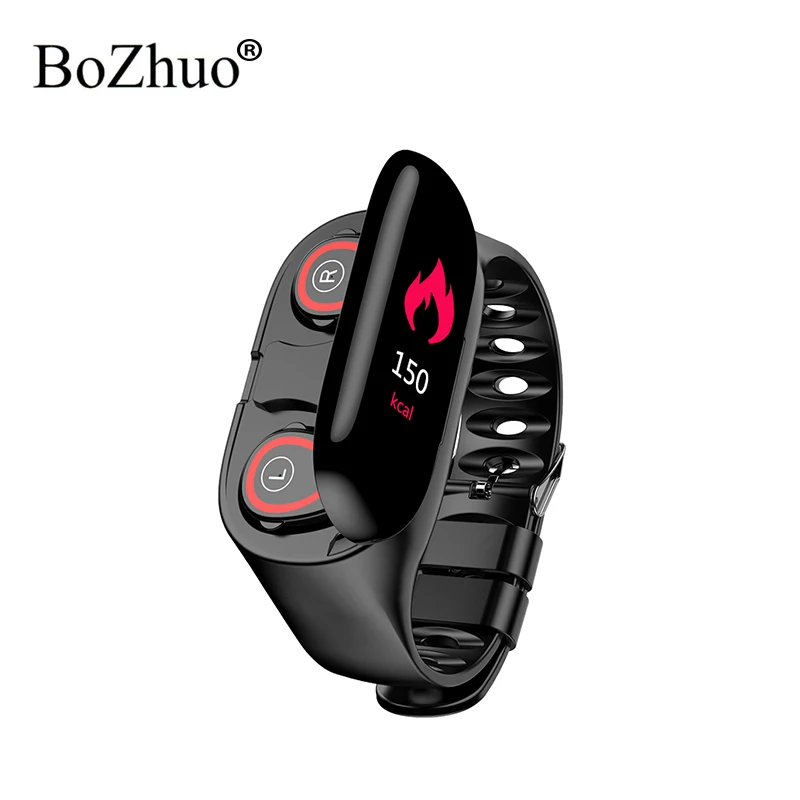 

2 in 1 Men Wristband M1 band Sport smart watch Wireless TWS Bluetooth Stereo Earphone With Heart Rate Monitor Long Time Standby