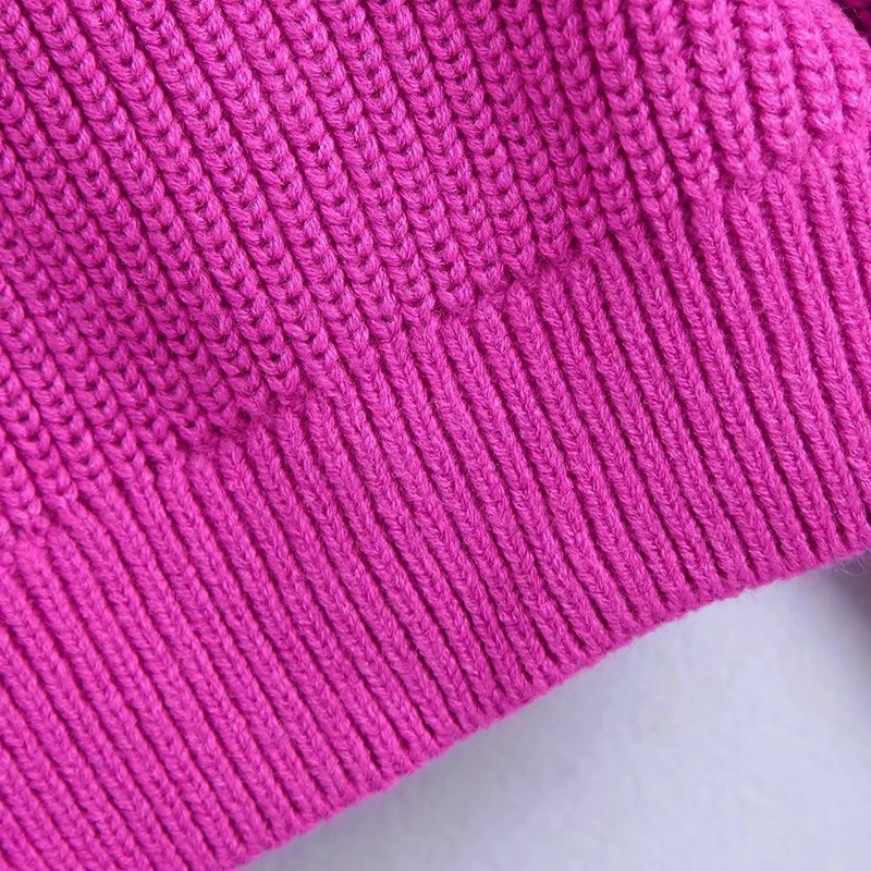 Tanie Tangada kobiety 2022 moda różowy Crop Twist dziergany sweter z sklep