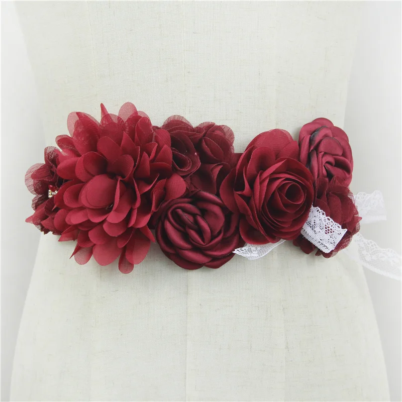 Pink Chiffon Flower Waistband Handmade Beaded Floral Maternity Belt Wedding Dress Sash Accessories for Women bridal waistband bridal dress decoration