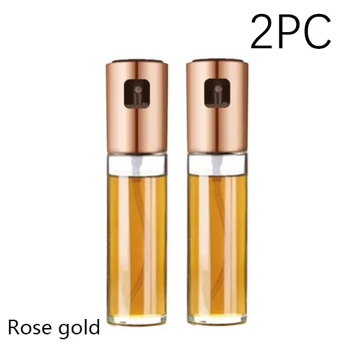 Rose gold 2pcs Кухня для выпечки масла повара спрей для масла пустая бутылка уксуса бутылка диспенсер для масла кулинарный инструмент салат барбекю кулинарный стеклянный распылитель масла - Цвет: Rose gold 2pcs