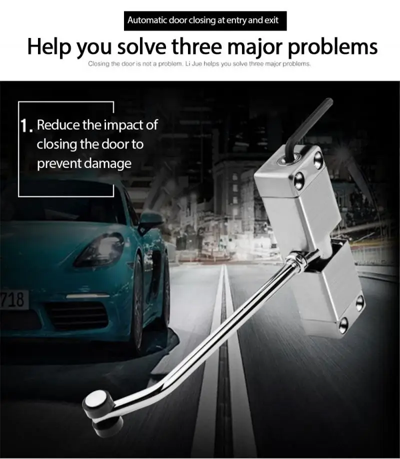 Adjustable Automatic Door Closer Stainless Steel Invisible Door Spring Buffer Closer Suitable For Home Office 30kg