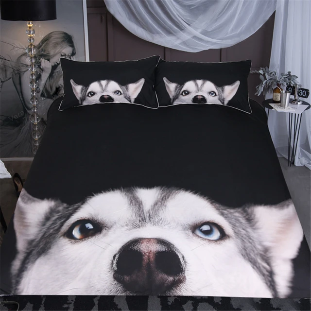 Bedroom Decor Cartoon Dog Bedding Sets 3D Animal Print Duvet Cover Set  Single Double Queen King