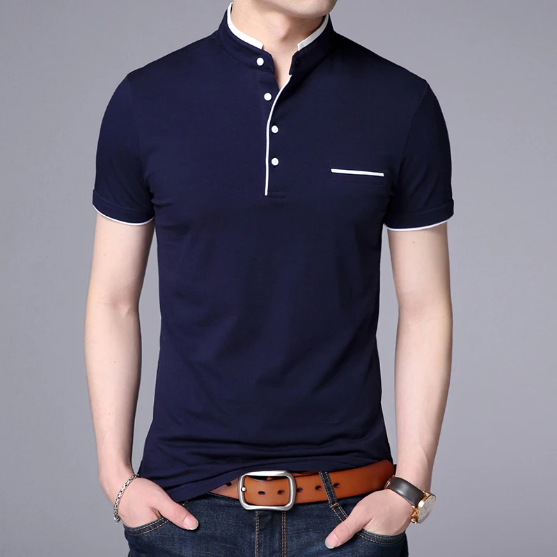 Polos Para Hombre Camisas Informales de Color Ajustadas Marcas Famosas Ropa