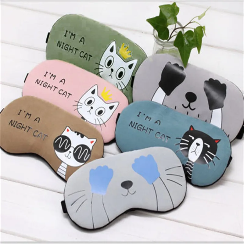 

Cute Cat Cartoon Soft Eye Sleep Aid Mask with Comfortable Ice Compress Gel Travel Rest Eye Shade Cover Blindfold