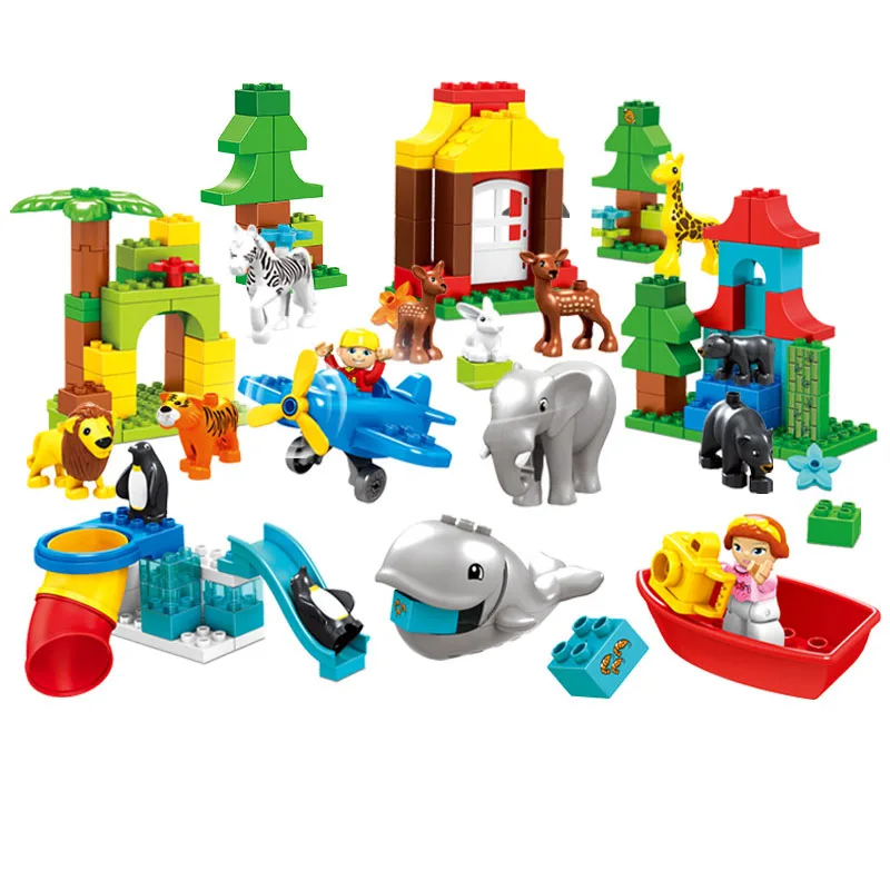 

138pcs Aircraft Animal Elephant Figures Model Set Building Block Compatible Duploinglys City Bricks Educational toy for children