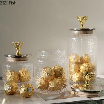 

Glass Jars Dust-proof Transparent Storage Can with Cover Candy Glass Bottles Containers Sealed Tea Coffee Storage Tank