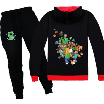 

2020 kids Boys Girls autumn suit Minecrafters Cartoon Clothes Sweatshirts Long Sleeve +trousers Christmas Shirt Game Creeper