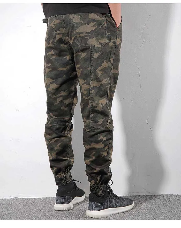 estilo exército, calças casuais, cintura elástica, roupas masculinas