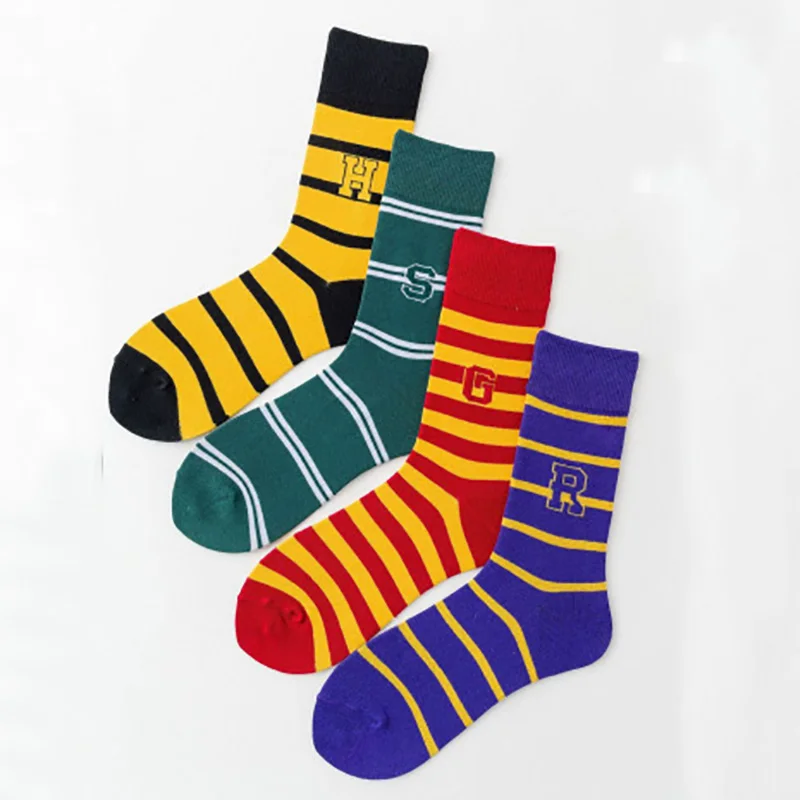 Женские забавные полосатые носки с буквенным принтом; милые носки с героями мультфильмов в стиле Харадзюку; креативные Женские повседневные носки для девочек; сезон весна-осень