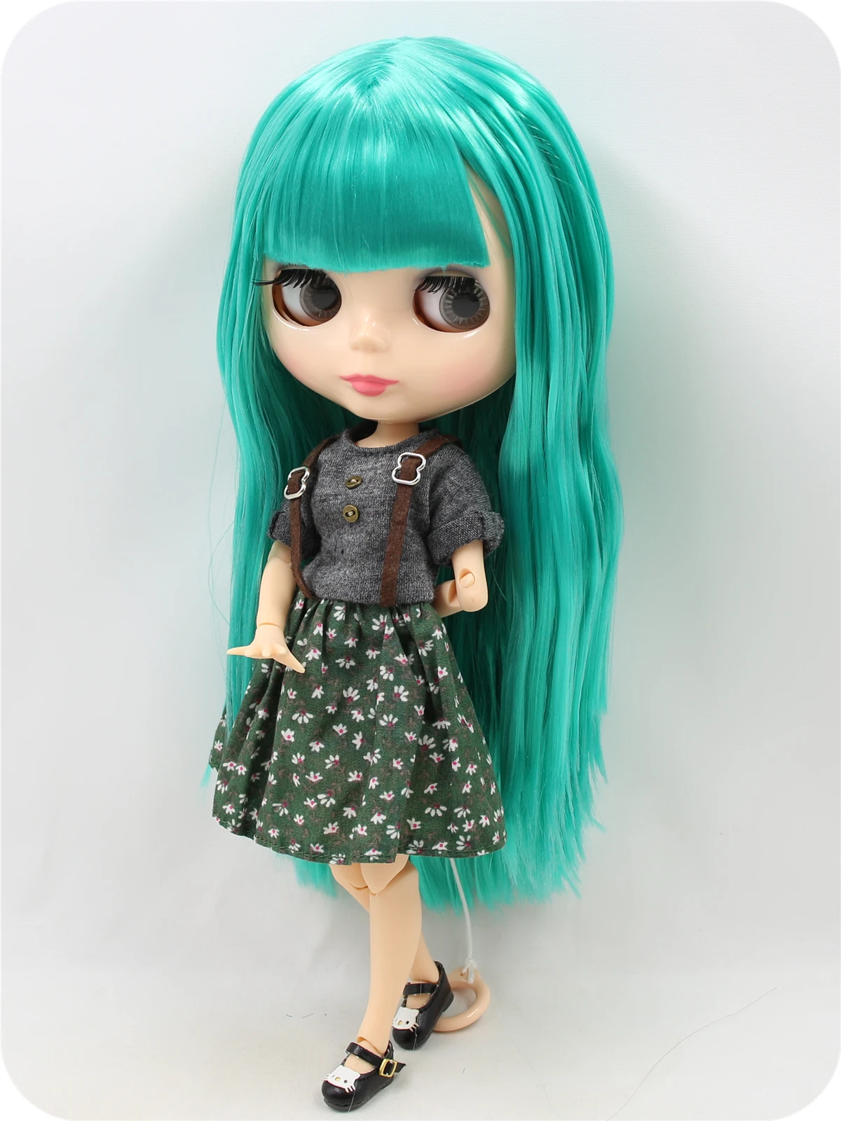 Neo Blythe Doll with Green Hair, Natural Skin, Shiny Cute Face & Custom Jointed Body 2