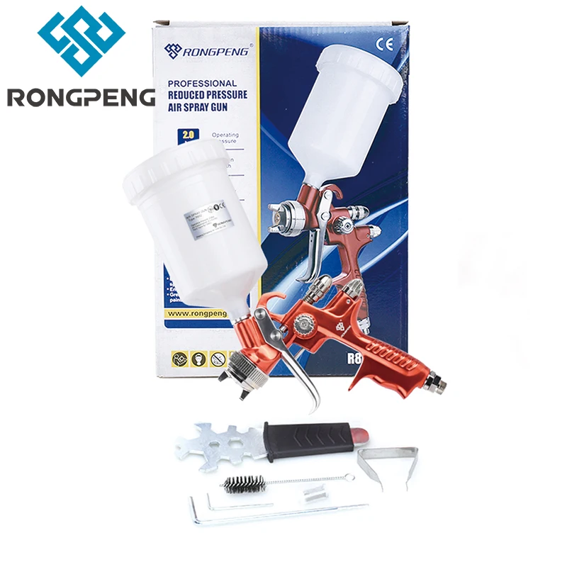 HVLP Spray Gun RONGPENG Professional Pneumatic 1.3mm Nozzle Pneumatic Tool Airbrush For Car Auto Finish Coat Paintingg rongpeng hvlp air spray gun h 827 car finish coat spraying automotive surface coat 1 4mm high cost performance china air gun