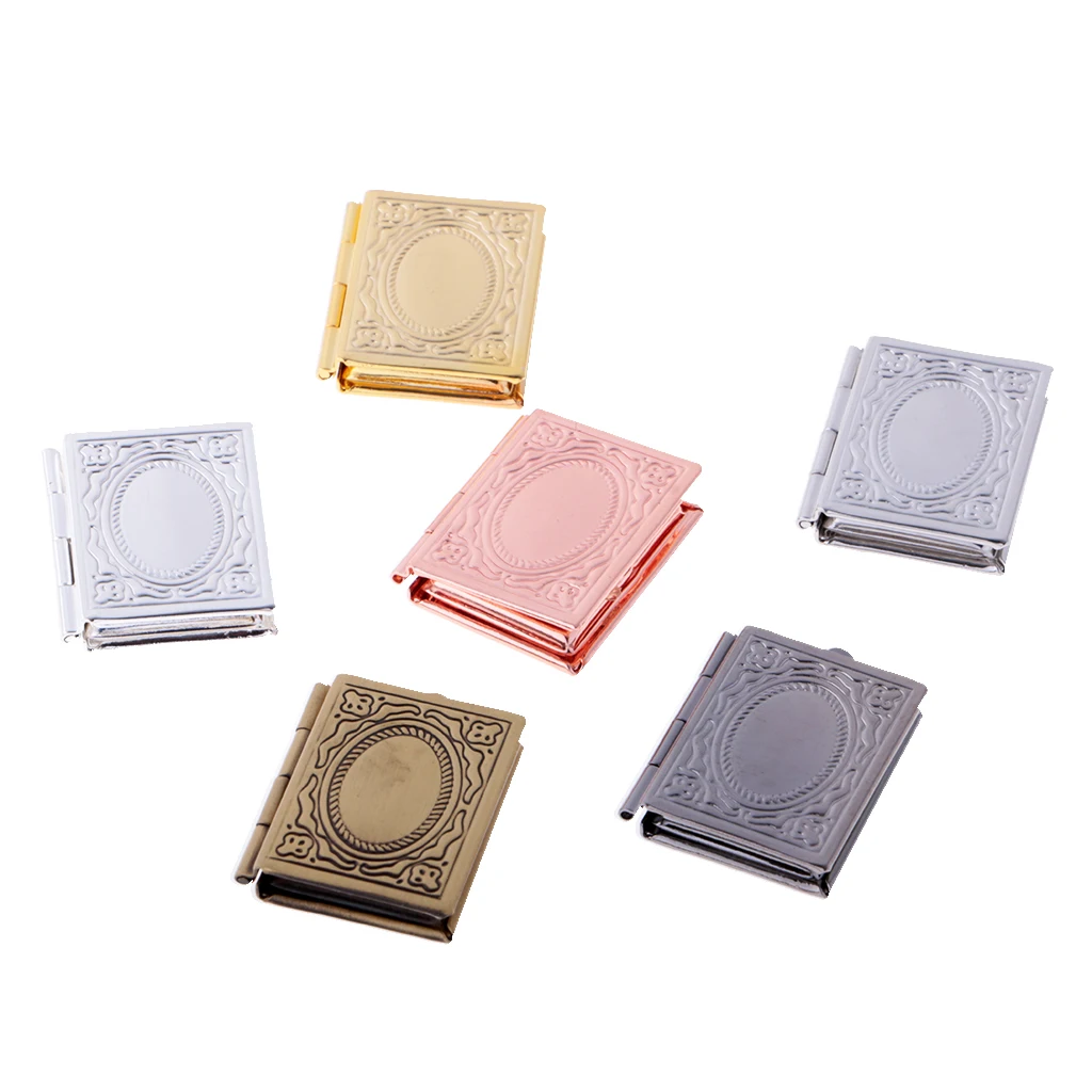 6Pcs Classic Flower Book Picture Photo Frame Locket Pendant Charms Finding