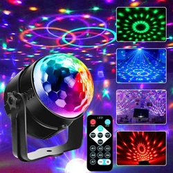 Boule Disco lumineuse RGB, projecteur rotatif, son activé, stroboscope clignotant, DJ, fête, boule magique, lumière de scène, Club, Bar, noël, mariage 