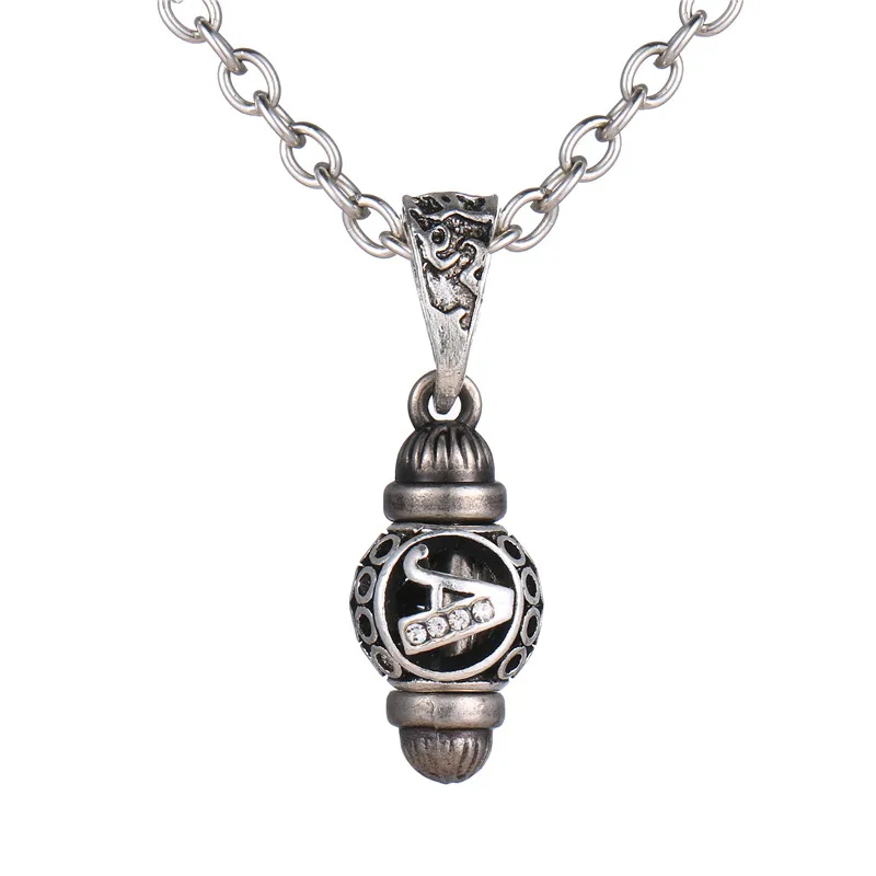 Популярное винтажное Сменное ожерелье с кулоном из бусина буква для мужчин и женщин, антикварное серебряное ожерелье, мужские ювелирные изделия - Окраска металла: A