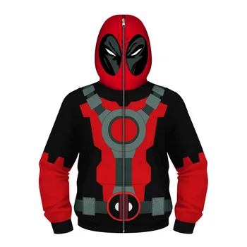 

Deadpool 3d printed Hoodies Children coat boy for girl jacket Cartoon Halloween cosplay costumes funny Masked Hooded kids