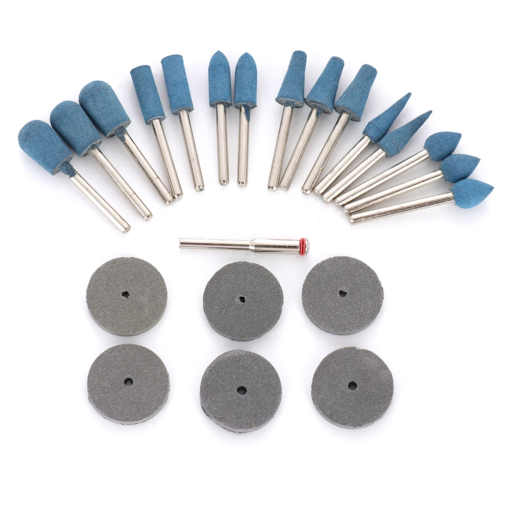 

22pcs 3mm Shank Rubber Polishing Tips with Fixing Mandrel Sanding Disc Kit for Rotary Hand Tool Electric Mill Parts